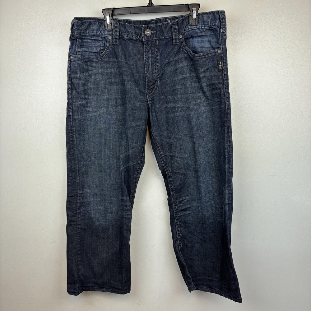 Silver Jeans Zac Jeans Mens 40x30 Dark Wash Straight Leg Denim Stretch